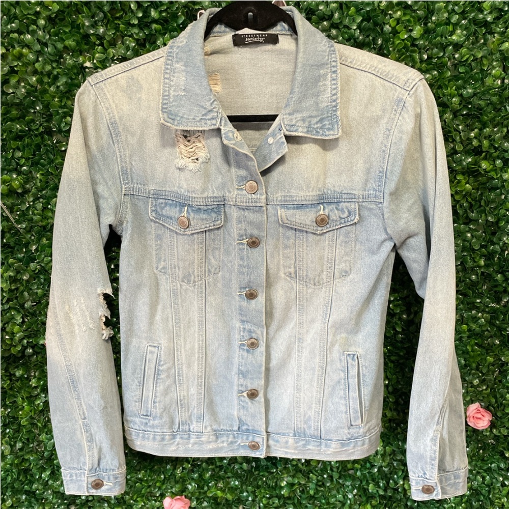 Faded Ombre Distressed Denim Jean Jacket